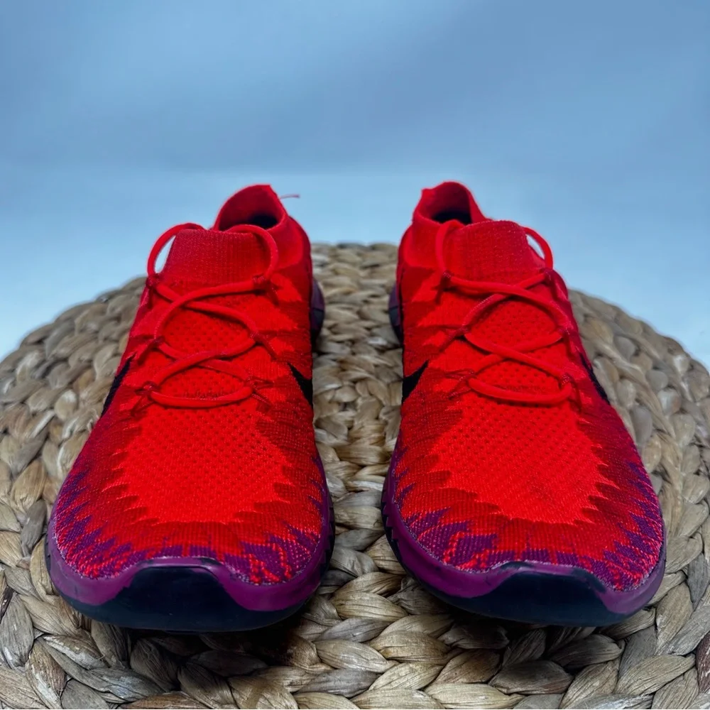 Nike Free 3.0 Flyknit Running Shoes Bright Crimson University Red Size 7 Women's - Picture 5 of 9